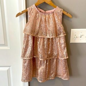 Cat & Jack tiered sequin rose gold party dress girls XS 4/5